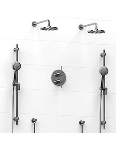 Riobel KIT1483VSTM Type TP thermostaticpressure balance 0.75 double coaxial system with 2 hand shower rails 2 shower arms and...