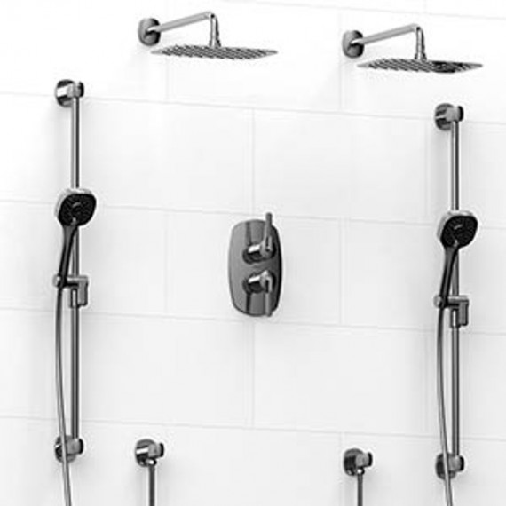 Riobel Venty KIT1483VY Type TP thermostaticpressure balance 0.75 double coaxial system with 2 hand shower rails 2 shower arms an