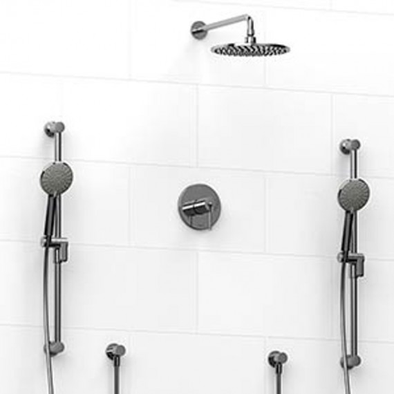 Riobel KIT2245 Type TP thermostaticpressure balance 0.5 coaxial 3-way system with 2 hand shower rails and shower head