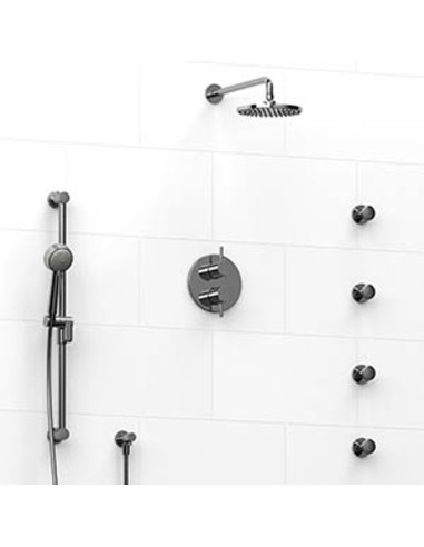 Riobel Riu KIT483RUTM Type TP thermostaticpressure balance 0.75 double coaxial system with hand shower rail 4 body jets and show