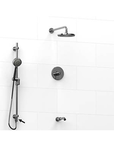 Riobel KIT6445VSTM Type TP thermostaticpressure balance 0.5 coaxial 3-way system hand shower rail with built-in elbow supply ...