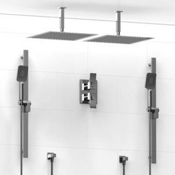 Riobel KIT7883 Type TP thermostaticpressure balance 0.75 double coaxial system with 2 hand shower rails 2 shower arms and 2 s...