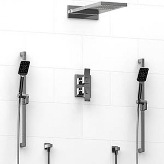 Riobel KIT8483 Double Type TP thermostaticpressure balance 0.75 double coaxial system with 2 hand shower rails and rainfall s...