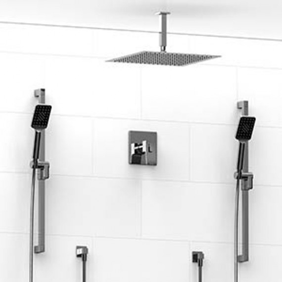 Riobel KIT8745 Type TP thermostaticpressure balance 0.5 coaxial 3-way system with 2 hand shower rails and shower head