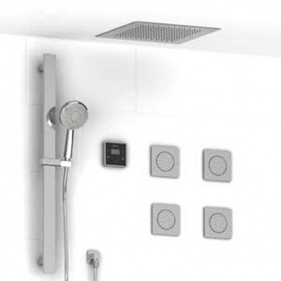 Riobel KIT90IS 0.75 electronic system with hand shower rail 4 body jets and shower head