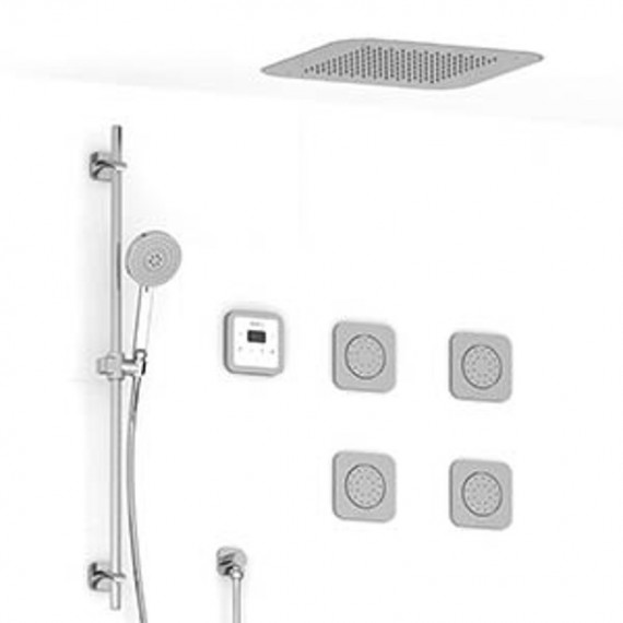 Riobel Salome KIT90ISSAC-W 0.75 electronic system with hand shower rail 4 body jets and shower head