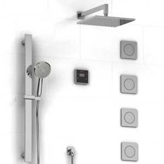 Riobel KIT91IS 0.75 electronic system with hand shower rail 4 body jets and shower head