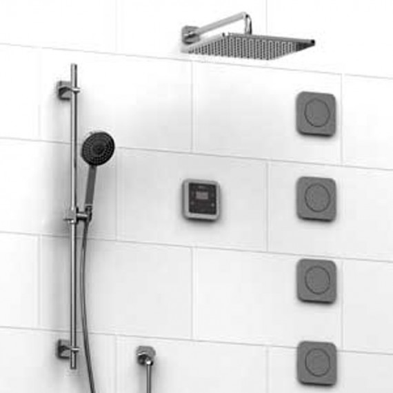 Riobel Salome KIT91ISSAC 0.75 electronic system with hand shower rail 4 body jets and shower head
