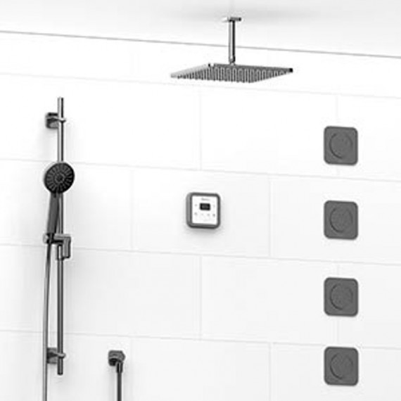 Riobel Salome KIT91ISSAC-W-6 0.75 electronic system with hand shower rail 4 body jets and shower head