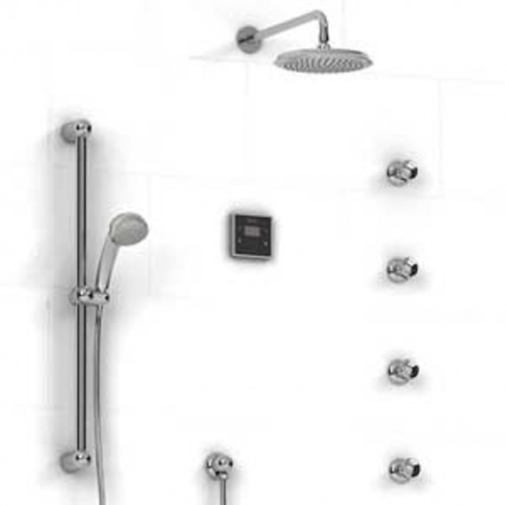 Riobel KIT93ISTS 0.75 electronic system with hand shower rail 4 body jets and shower head