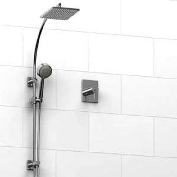 Riobel KIT943CSTQ DUO system: Type TP thermostaticpressure balance coaxial 0.5 valve with hand shower rail and shower head