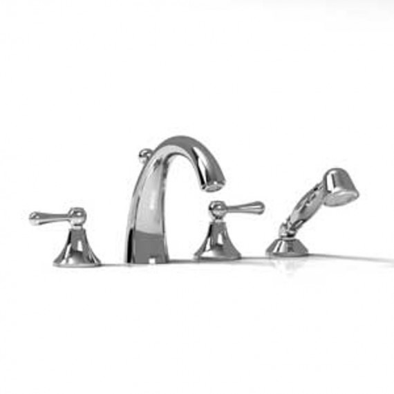 Riobel FI12L 4-piece deck-mount tub filler with hand shower