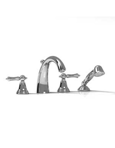 Riobel PR12L 4-piece deck-mount tub filler with hand shower