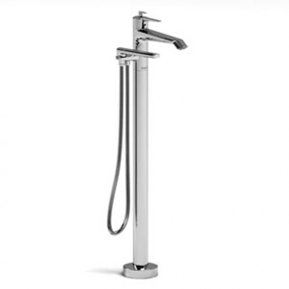 Riobel Venty TVY39 2-way Type T thermostatic coaxial floor-mount tub filler with hand shower trim