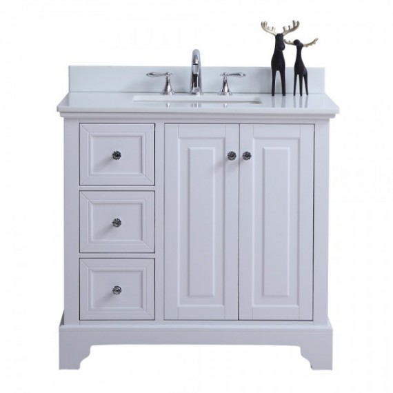 Virta 36 Inch Dalia Floor Mount Single Sink Vanity - With Left Hand Drawers