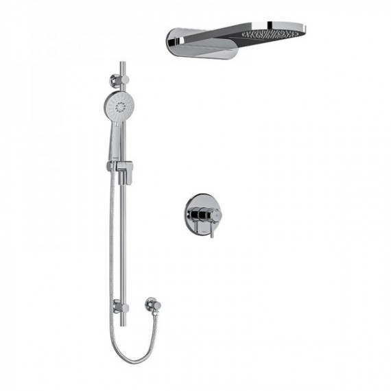 Riobel Momenti KIT2745MMRDJ Type T/P 1/2 inch coaxial 3-way system with hand shower rail and rain and cascade shower head