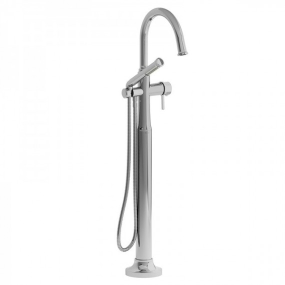 Riobel Momenti MMRD39L 2-way Type T (thermostatic) coaxial floor-mount tub filler with hand shower