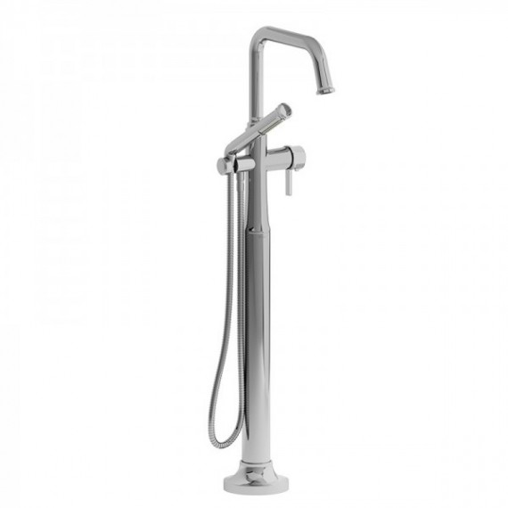 Riobel Momenti MMSQ39J 2-way Type T (thermostatic) coaxial floor-mount tub filler with hand shower