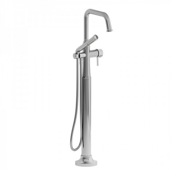 Riobel Momenti MMSQ39L 2-way Type T (thermostatic) coaxial floor-mount tub filler with hand shower