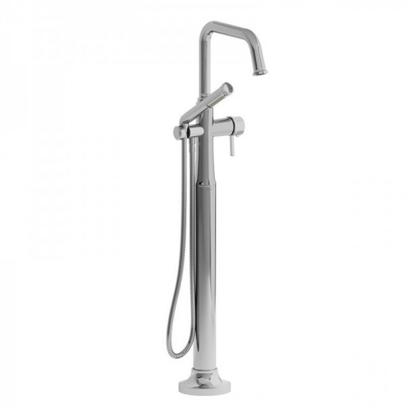 Riobel Momenti TMMSQ39L 2-way Type T (thermostatic) coaxial floor-mount tub filler with hand shower