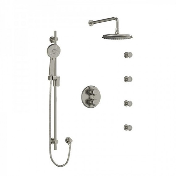 Riobel Momenti KIT446MMRDX Type T/P double coaxial system with hand shower rail, 4 body jets and shower head