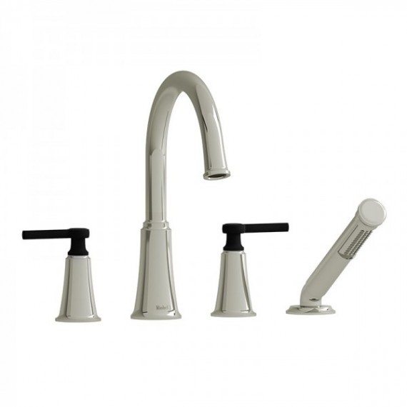 Riobel Momenti MMRD12L 4-piece deck-mount tub filler with hand shower