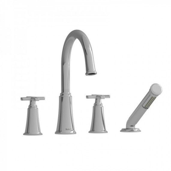 Riobel Momenti MMRD12X 4-piece deck-mount tub filler with hand shower