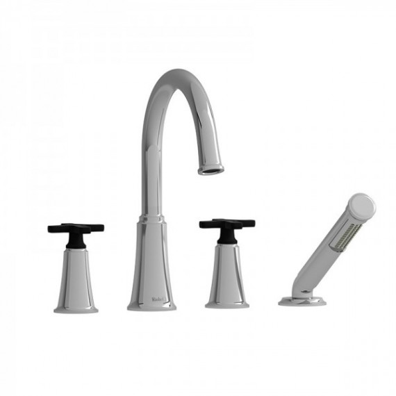 Riobel Momenti MMRD12X 4-piece deck-mount tub filler with hand shower