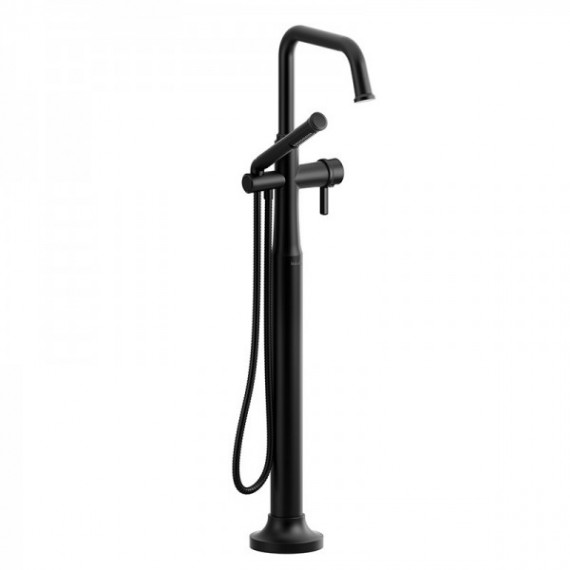 Riobel Momenti MMSQ39J 2-way Type T (thermostatic) coaxial floor-mount tub filler with hand shower