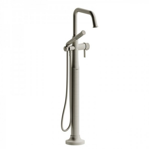 Riobel Momenti MMSQ39J 2-way Type T (thermostatic) coaxial floor-mount tub filler with hand shower
