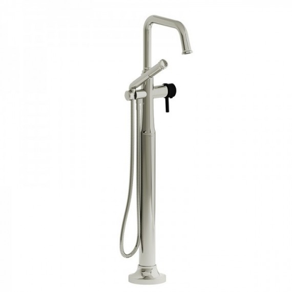 Riobel Momenti MMSQ39L 2-way Type T (thermostatic) coaxial floor-mount tub filler with hand shower