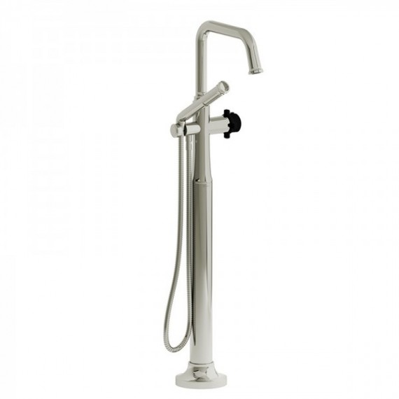 Riobel Momenti MMSQ39X 2-way Type T (thermostatic) coaxial floor-mount tub filler with hand shower