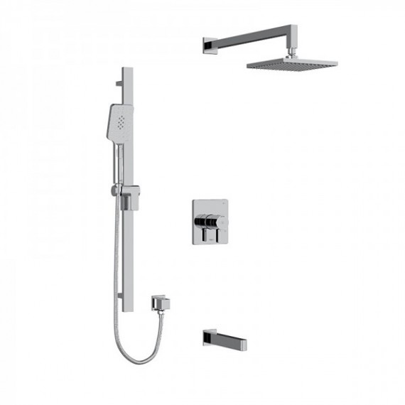 Riobel Paradox TKIT1345PXTQ Type TP thermostaticpressure balance 0.5 coaxial 3-way system with hand shower rail shower head and 