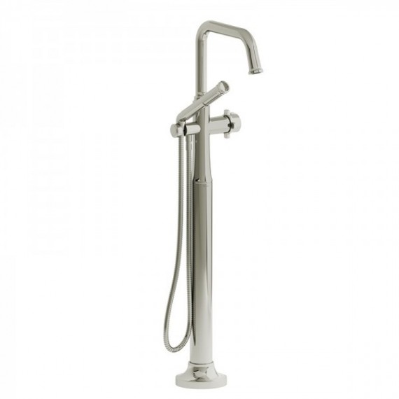 Riobel Momenti TMMSQ39X 2-way Type T (thermostatic) coaxial floor-mount tub filler with hand shower (Without Rough-in)