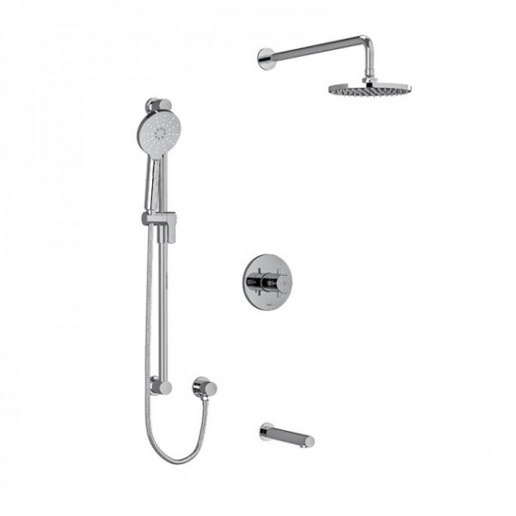 Riobel Riu KIT1345RUTM Type TP thermostaticpressure balance 0.5 coaxial 3-way system with hand shower rail shower head and spout