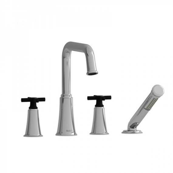 Riobel Momenti MMSQ12 4-piece deck-mount tub filler with hand shower