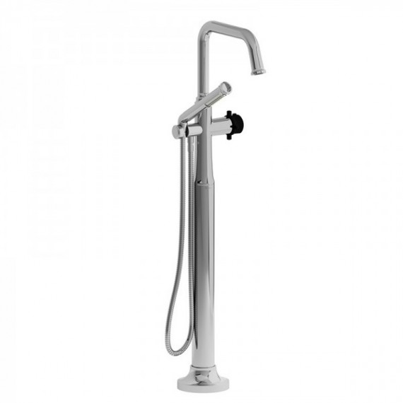 Riobel Momenti MMSQ39 2-way Type T (thermostatic) coaxial floor-mount tub filler with hand shower