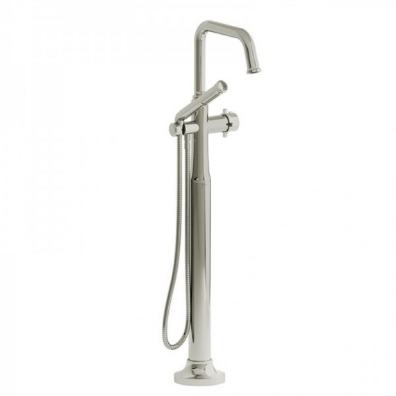 Riobel Momenti MMSQ39 2-way Type T (thermostatic) coaxial floor-mount tub filler with hand shower