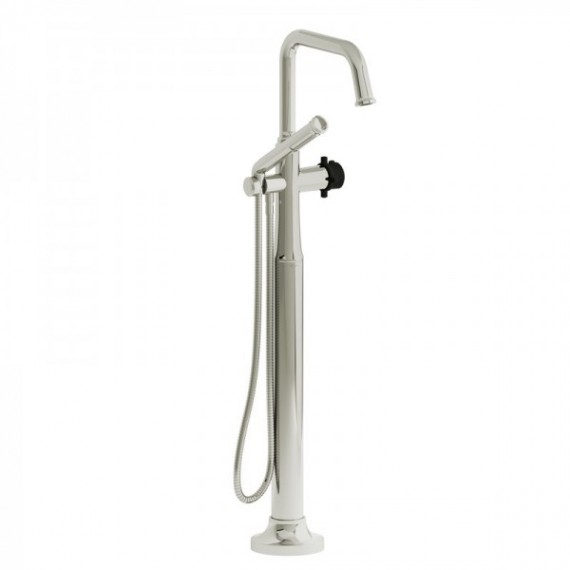 Riobel Momenti MMSQ39 2-way Type T (thermostatic) coaxial floor-mount tub filler with hand shower