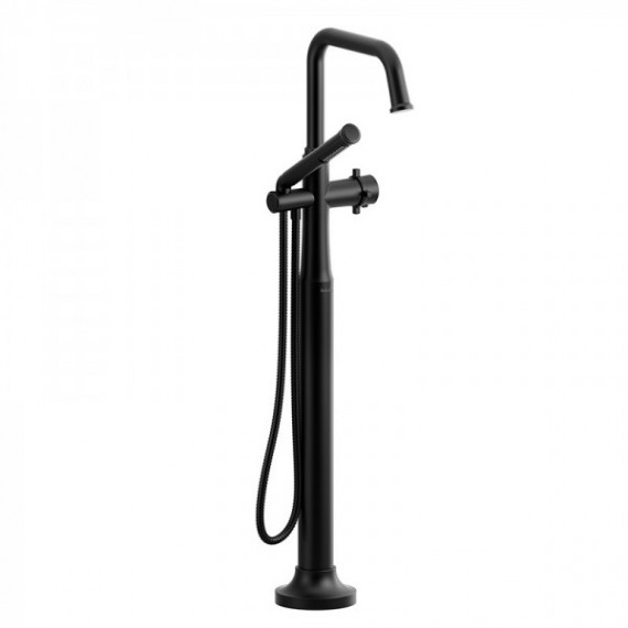 Riobel Momenti TMMSQ39 2-way Type T (thermostatic) coaxial floor-mount tub filler with hand shower (Without Rough-in)