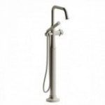 Riobel Momenti TMMSQ39 2-way Type T (thermostatic) coaxial floor-mount tub filler with hand shower (Without Rough-in)