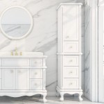 Virta Madera 19 Inch Solid Wood Floor Mount Linen Tower