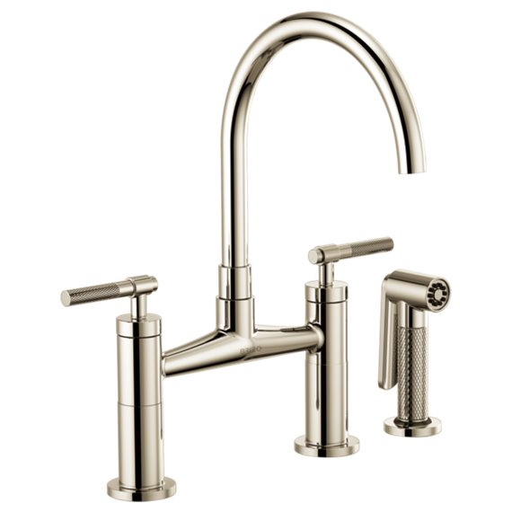 BRIZO LITZE 62543LF ARC SPOUT BRIDGE, KNURLED HANDLE 