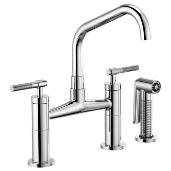 BRIZO LITZE 62563LF ANGLED SPOUT BRIDGE, KNURLED HANDLE 