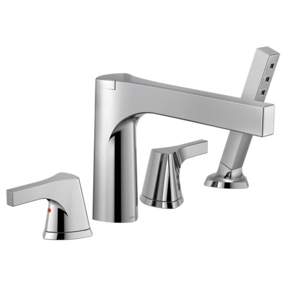 DELTA ZURA T4774 4-HOLE ROMAN TUB WITH HANDSHOWER TRIM                       