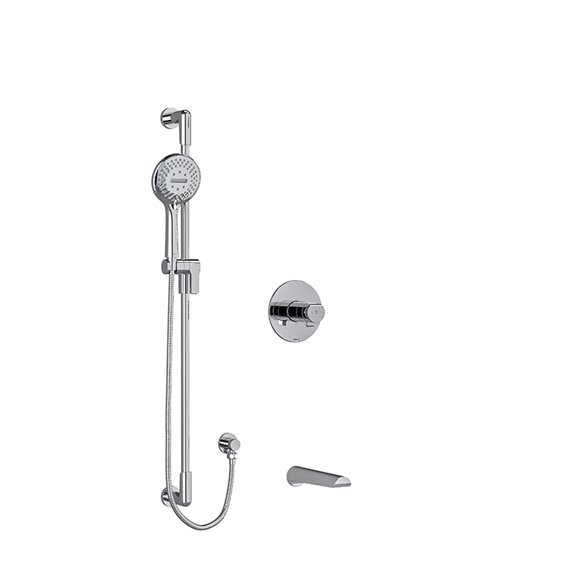 Riobel Parabola KIT1244PB ½" 2-way Type T/P thermostatic/pressure balance coaxial system with spout and hand shower rail