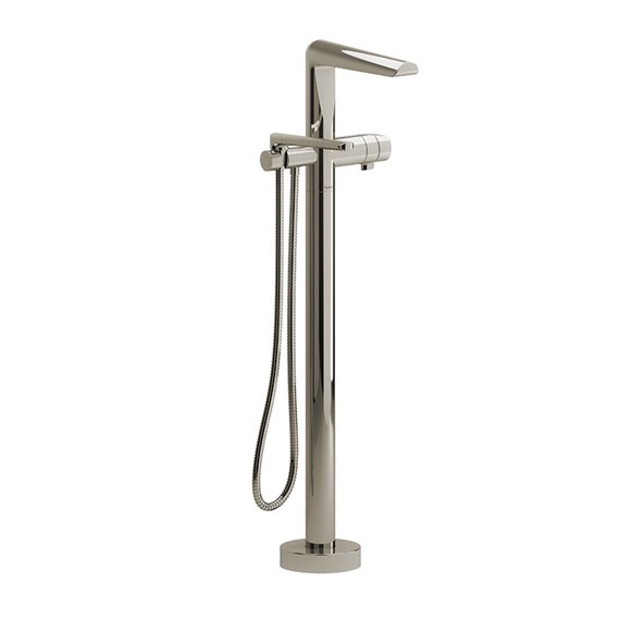 Riobel Parabola TPB39 2-way Type T thermostatic coaxial floor-mount tub filler with hand shower trim