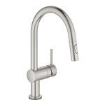 Grohe 31359 Minta Single-Handle Pull Down Kitchen Faucet Dual Spray 6.6 L/min - 1.75 GPM with Touch Technology