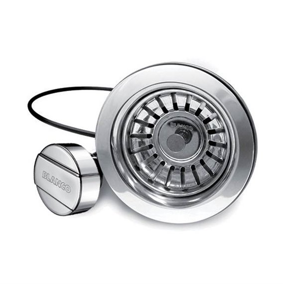 BLANCO POP-UP STRAINER S/S W/ ROUND BUTTON , CHROME