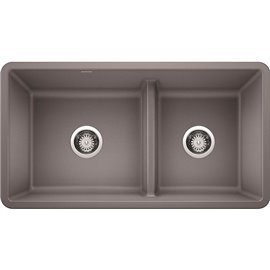 BLANCO PRECIS U 1 3/4 LOW DIVIDE, METALLIC GRAY